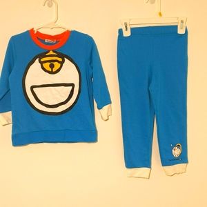 ✔️NWT Doraemon 2 Piece Set Shirt and Pants 3T